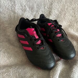 Adidas Kids Black and Pink Soccer Shoes